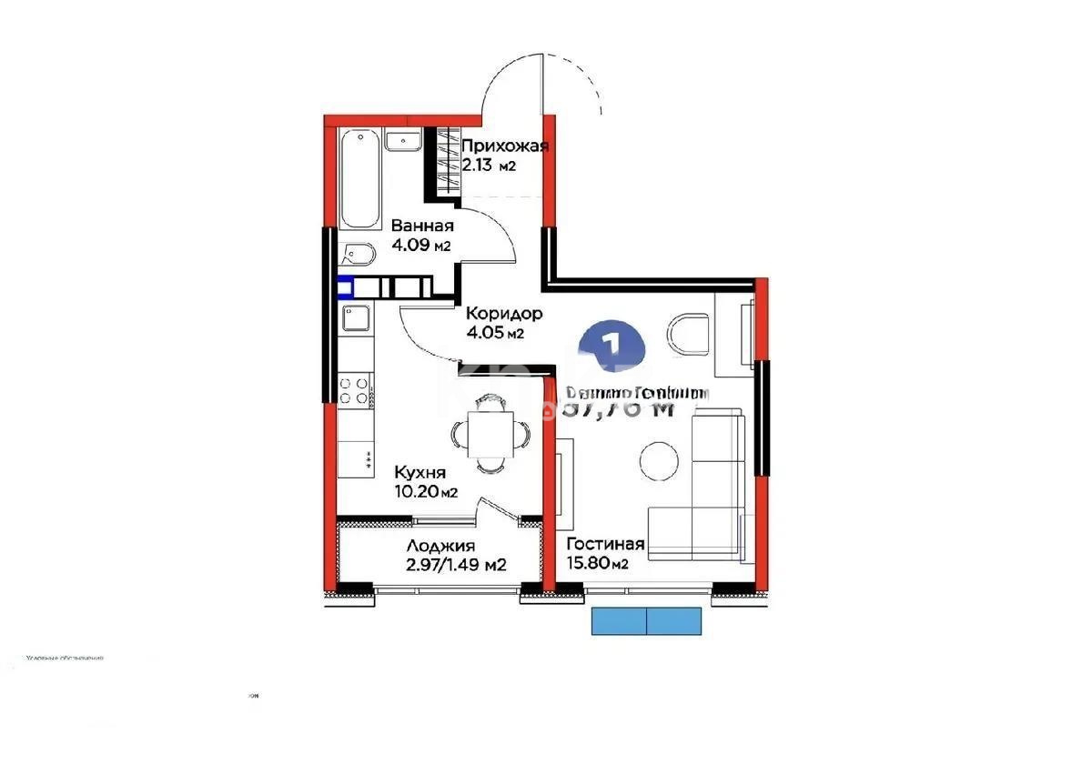 Продажа 1-комнатной квартиры, 37.76 м² в Алматы
