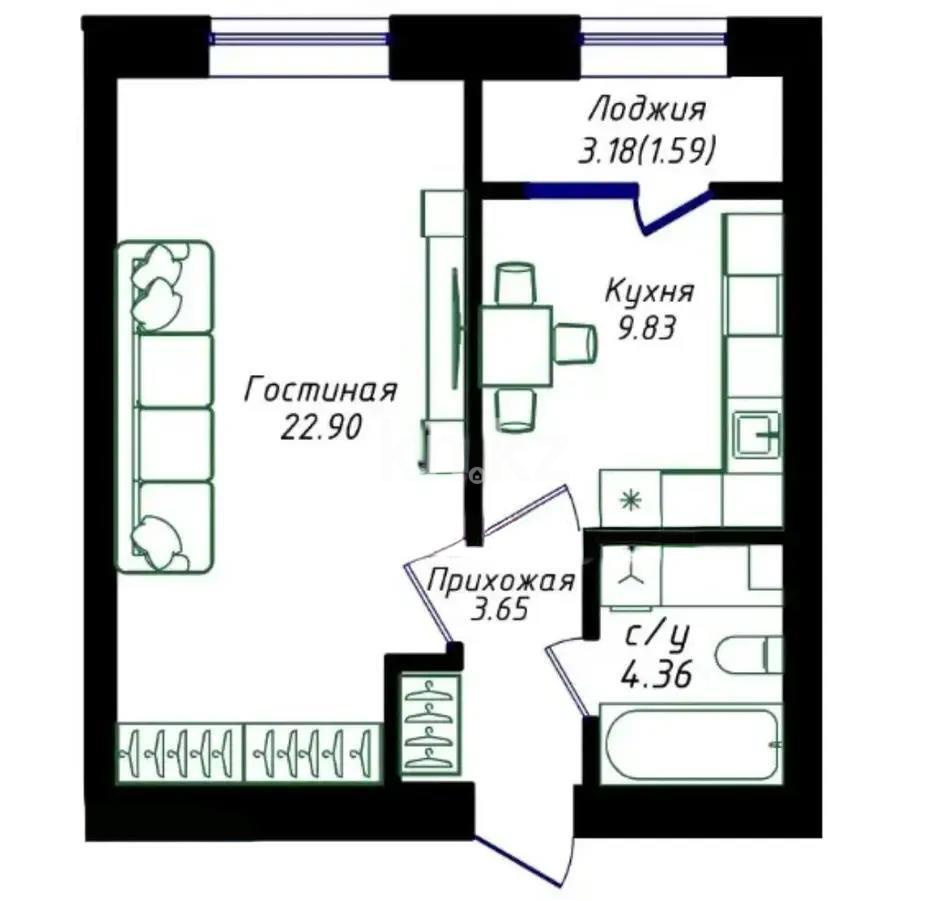 Продажа 1-комнатной квартиры, 41 м², ул. Е-15, дом  16 в Астане