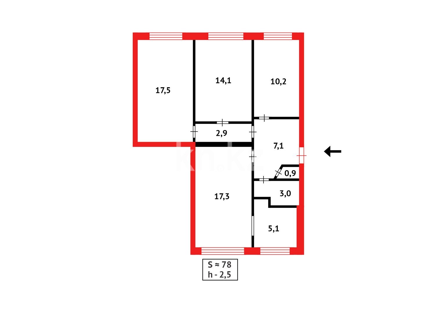 Продажа 4-комнатной квартиры, 78 м² в Караганде - фото 16
