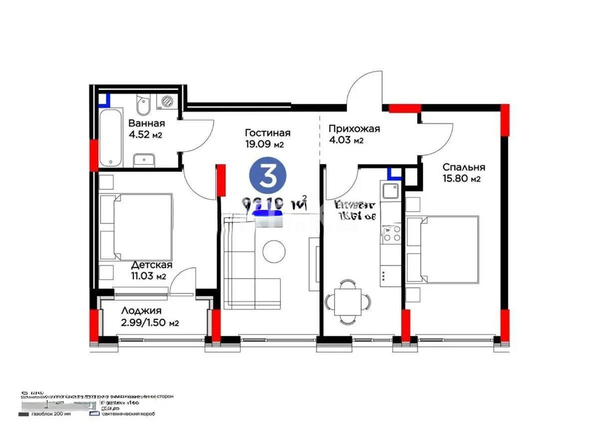 Продажа 3-комнатной квартиры, 66.18 м², ул. Е-915, дом  17 в Астане