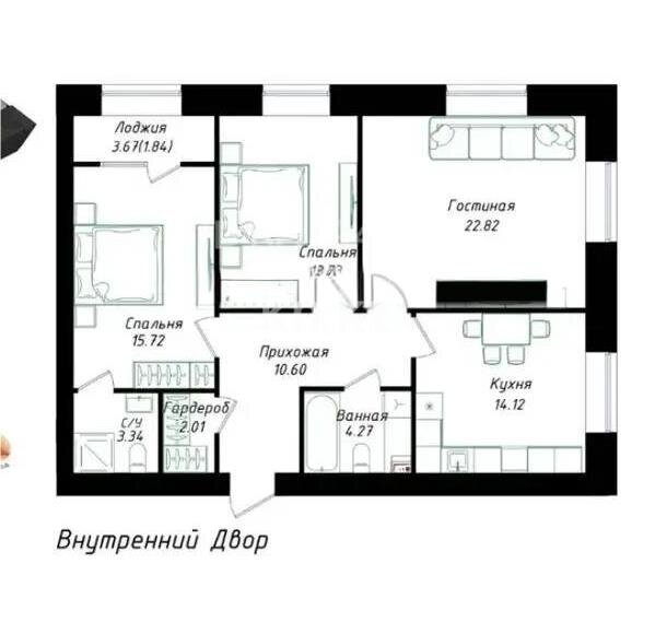 Продажа 3-комнатной квартиры, 86.11 м² в Астане