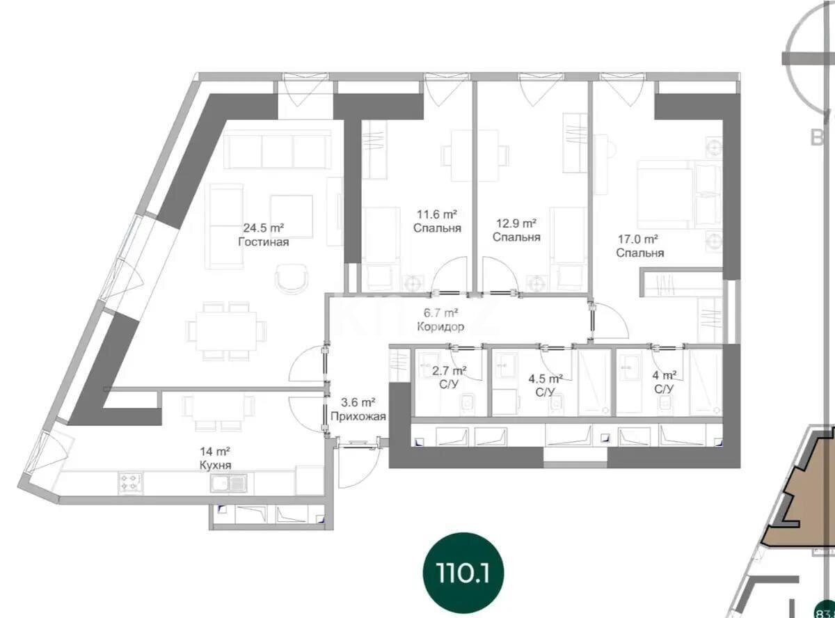 Продажа 4-комнатной квартиры, 112 м² в Алматы