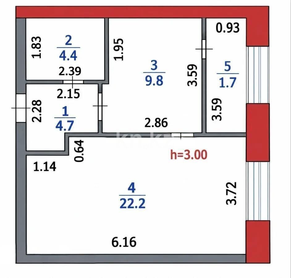 Продажа 1-комнатной квартиры, 42.3 м² в Астане