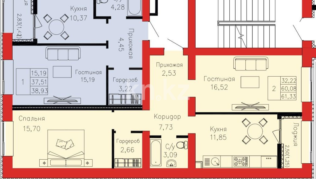 Продажа 2-комнатной квартиры, 61 м², ул. Айтматова - Продажа квартир в Астане фото 1 из 1