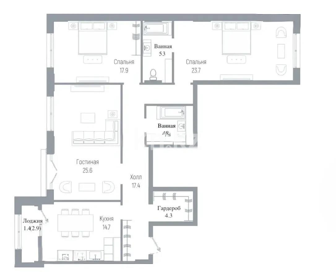 Продажа 3-комнатной квартиры, 114 м² в Астане - фото 4