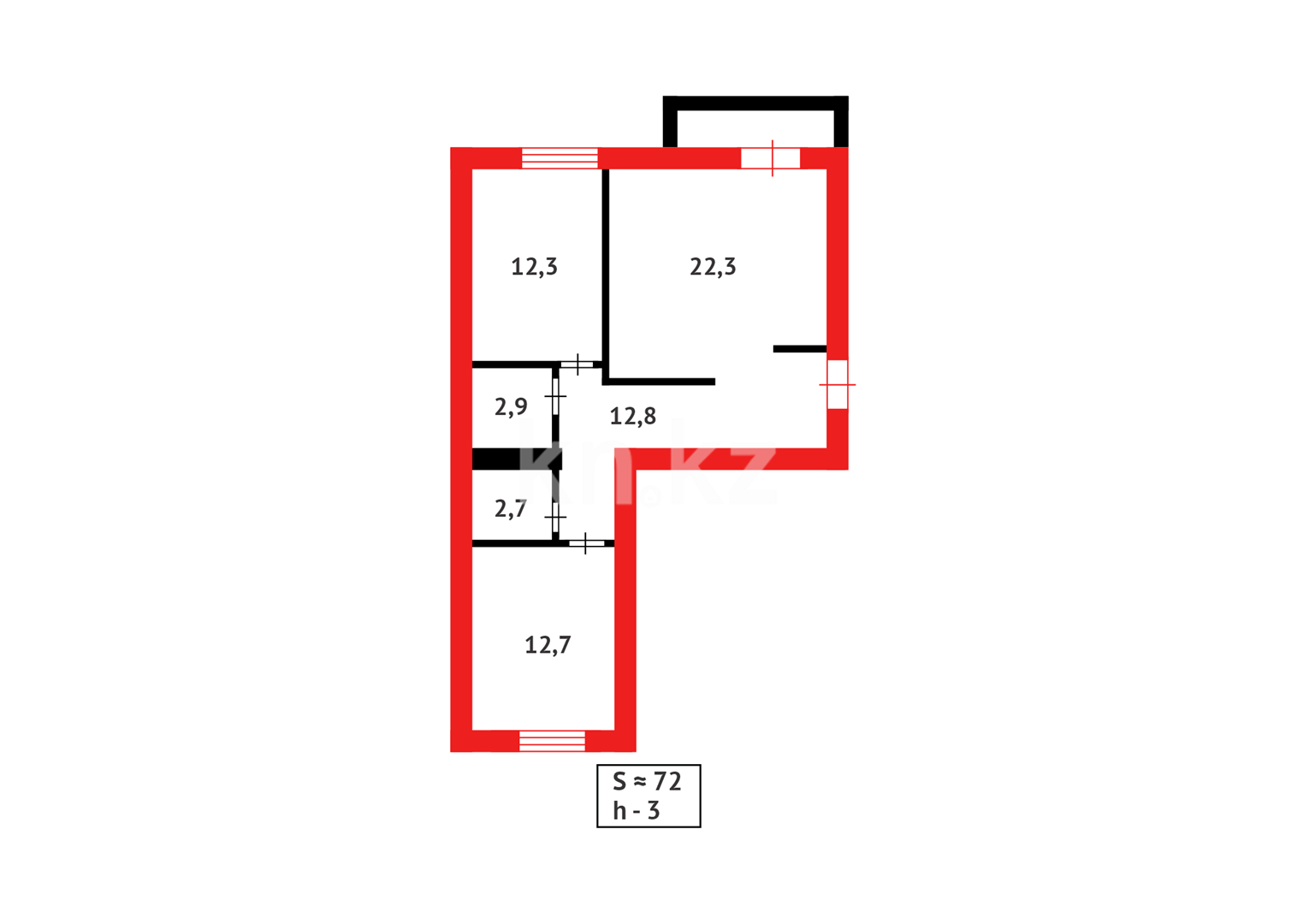 Продажа 3-комнатной квартиры, 72 м², 067 учетный квартал - Продажа  трехкомнатных квартир в Караганде фото 11 из 11