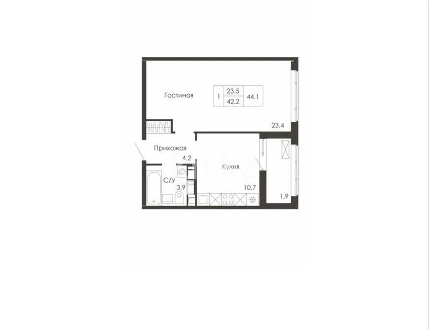 Продажа 1-комнатной квартиры, 44 м², ул. Нажимеденова, дом  3/4 в Астане