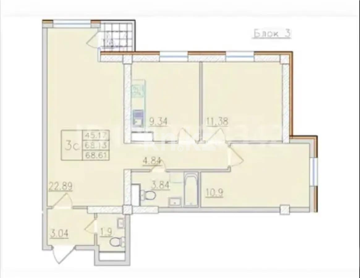 Продажа 3-комнатной квартиры, 69.9 м² - Продажа квартир в Казахстане - страница 30 фото 3 из 4
