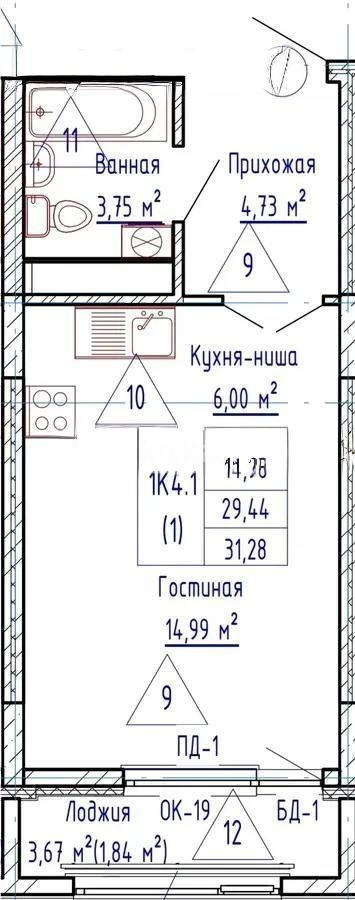 Продажа 1-комнатной квартиры, 31.8 м² в Астане