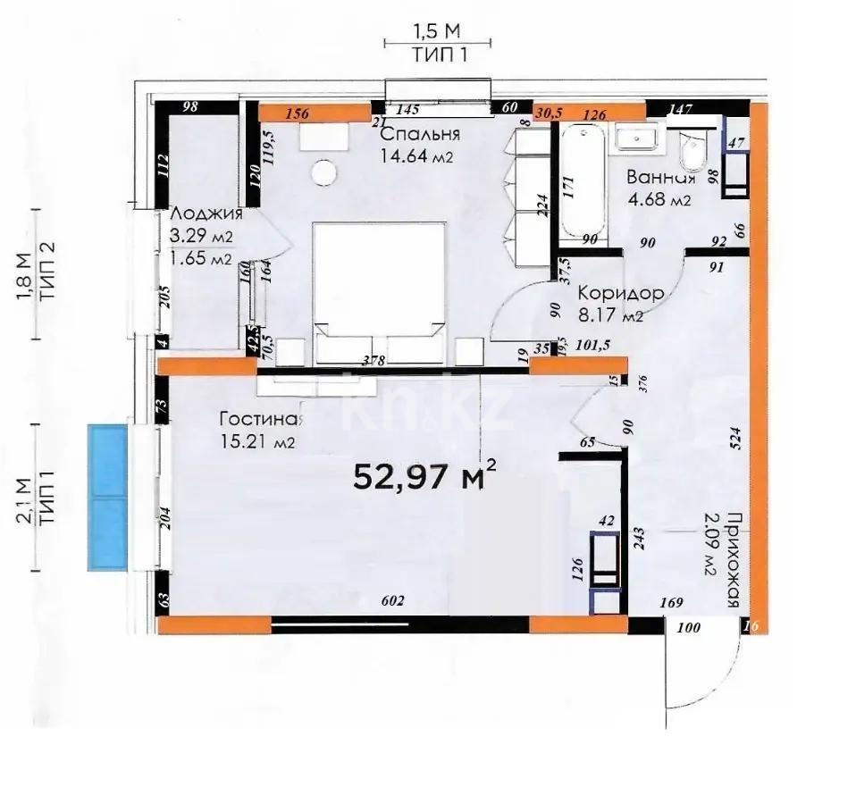 Продажа 2-комнатной квартиры, 52.2 м² - Недвижимость в Астане - страница 14 фото 7 из 7