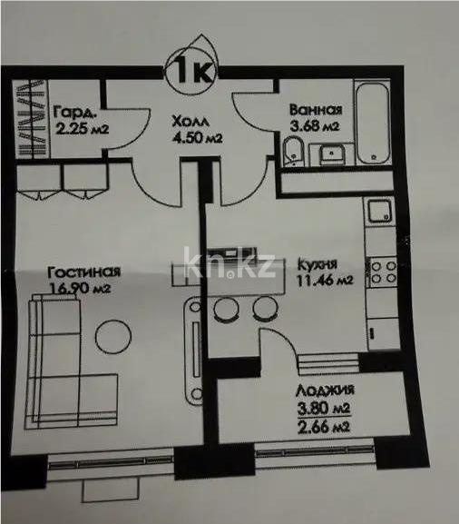 Продажа 1-комнатной квартиры, 41.5 м² - Продажа однокомнатных квартир в р-не Сарайшык Астаны - страница 2 фото 1 из 1