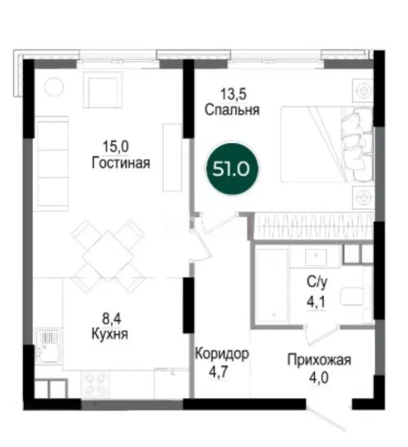 Продажа 2-комнатной квартиры, 51 м², ул. Утепова, дом  31 - Продажа квартир в Алматы с фото фото 1 из 1
