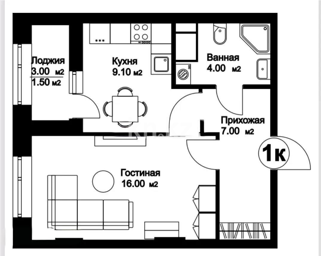 Продажа 1-комнатной квартиры, 40 м², ул. Шаймерденова, дом  4/3 в Астане - фото 3 Продажа 1-комнатной квартиры, 40 м², ул. Шаймерденова, дом  4/3 в Астане - фото 3