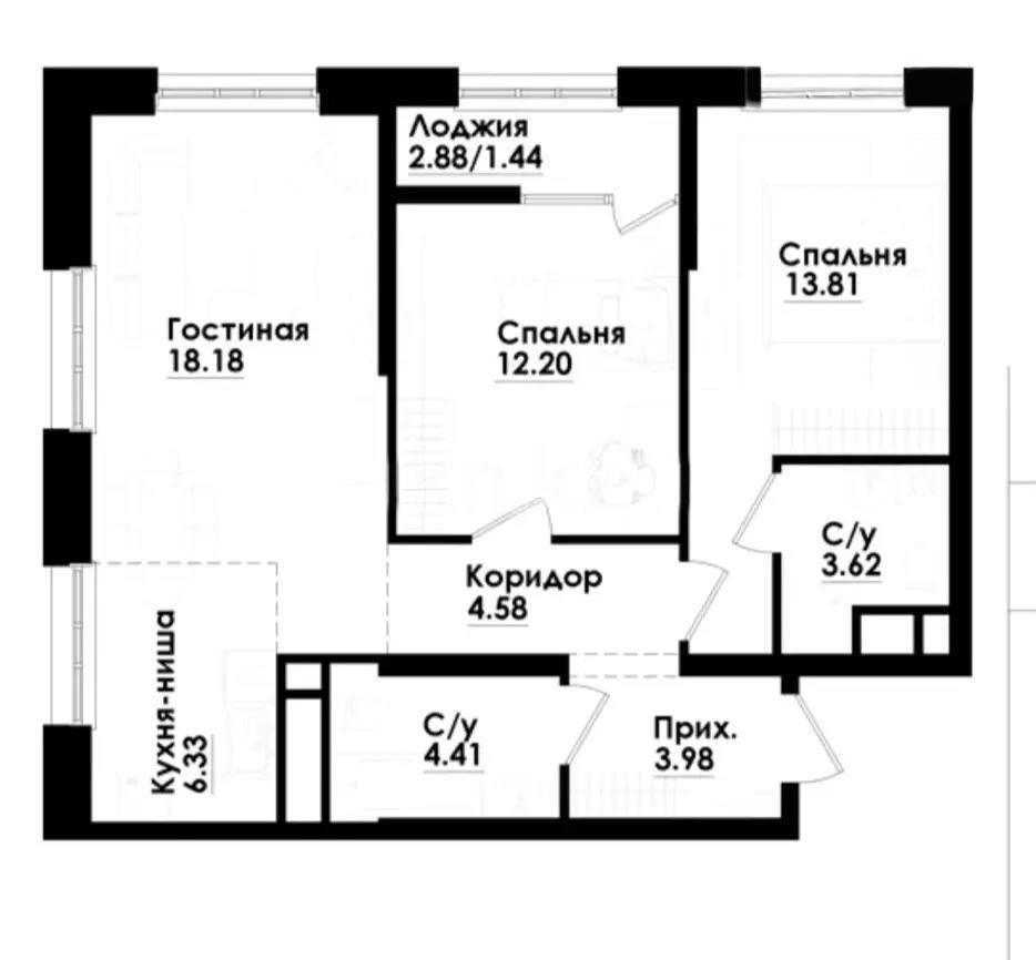 Продажа 3-комнатной квартиры, 68.5 м², ул. Толе би, дом  290/1 в Алматы