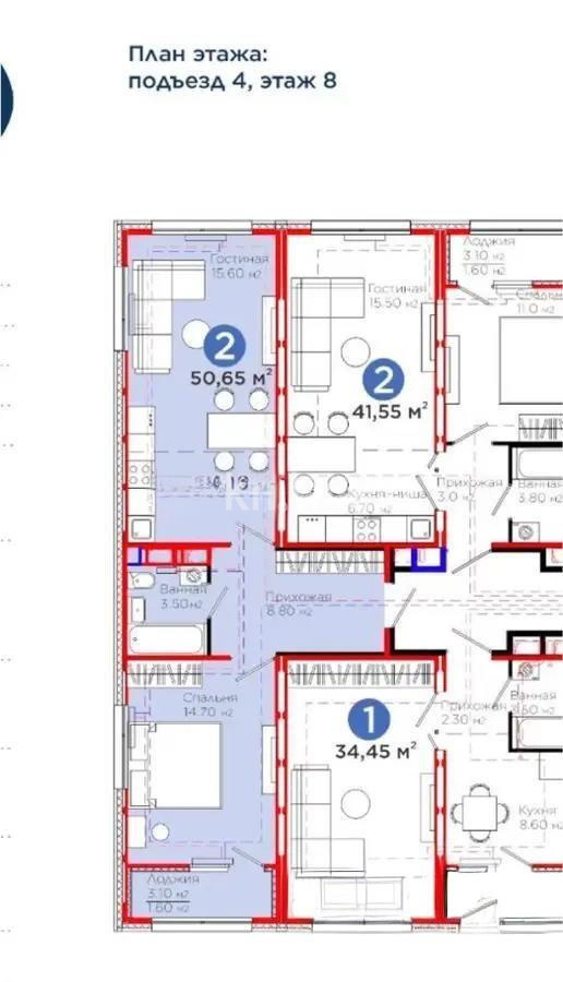 Продажа 2-комнатной квартиры, 50.65 м², ул. Е-915, дом  21 - Продажа квартир в Казахстане фото 1 из 1