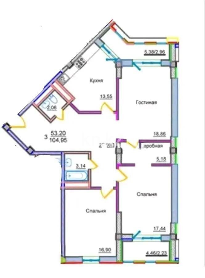 Продажа 3-комнатной квартиры, 107 м² в Астане - фото 3