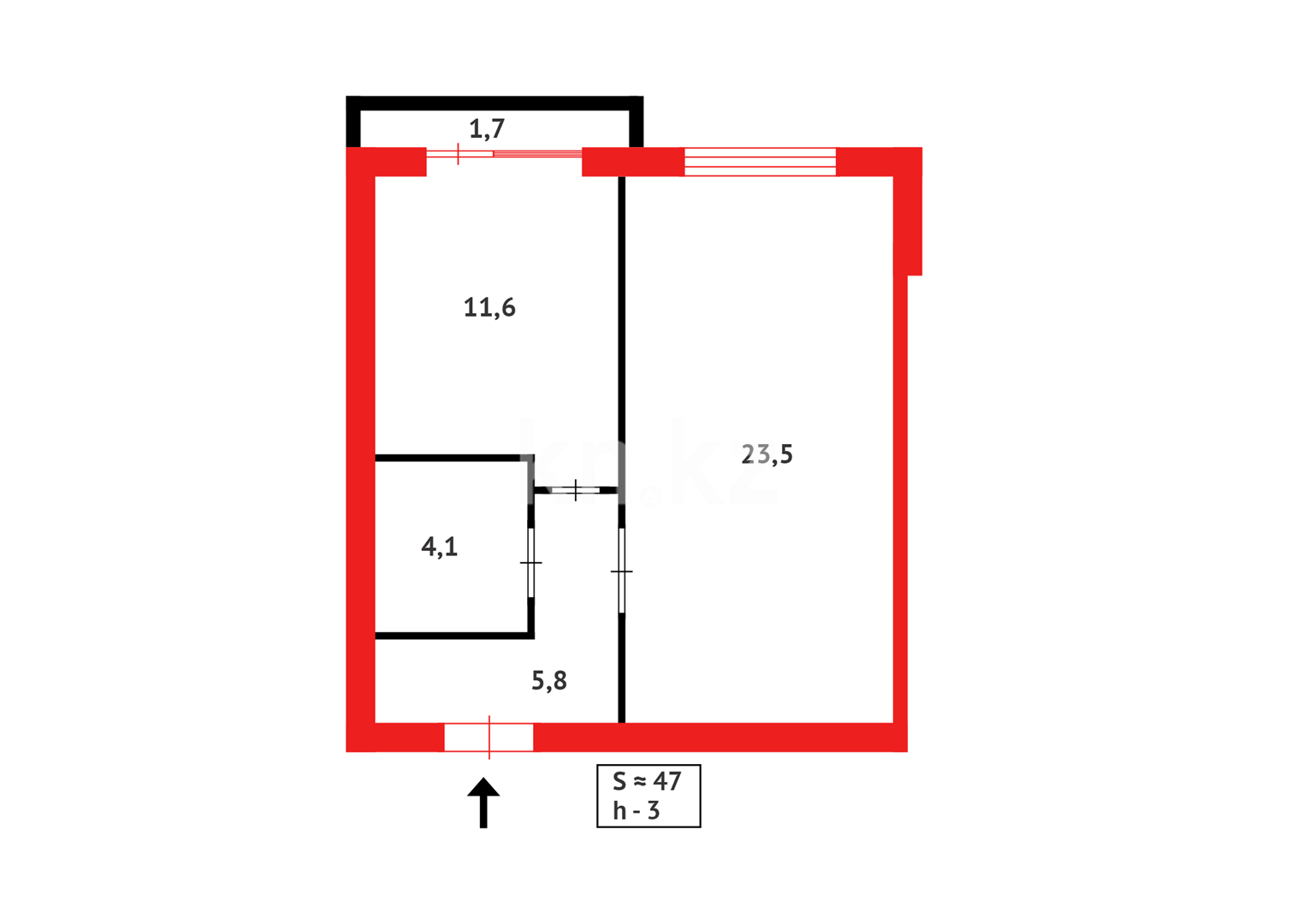 Продажа 1-комнатной квартиры, 47 м², ул. Таттимбета - Продажа квартир в Караганде фото 13 из 13