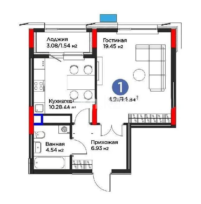 Продажа 1-комнатной квартиры, 43 м² - Продажа однокомнатных квартир от собственников в Астане - страница 2 фото 1 из 1