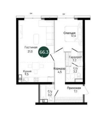 Продажа 2-комнатной квартиры, 66.3 м² - Продажа недвижимости в Казахстане - страница 28 фото 1 из 1