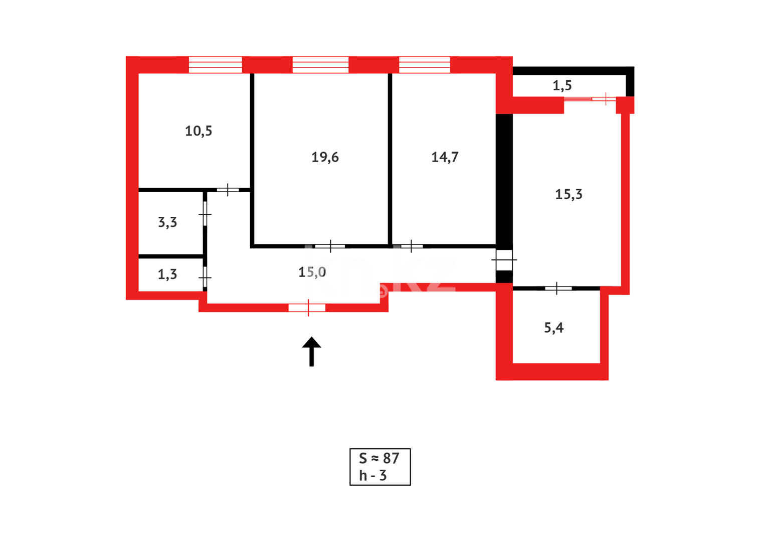 Продажа 3-комнатной квартиры, 86 м², ул. Ашимова - Продажа  трехкомнатных квартир в Караганде с фото фото 19 из 19