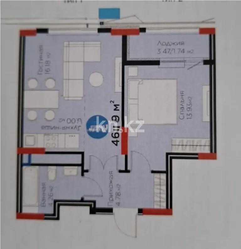 Продажа 2-комнатной квартиры, 47 м² в Астане