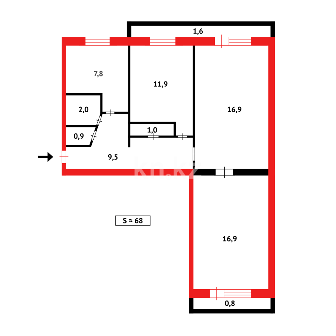 Продажа 3-комнатной квартиры, 69 м² в Караганде - фото 12