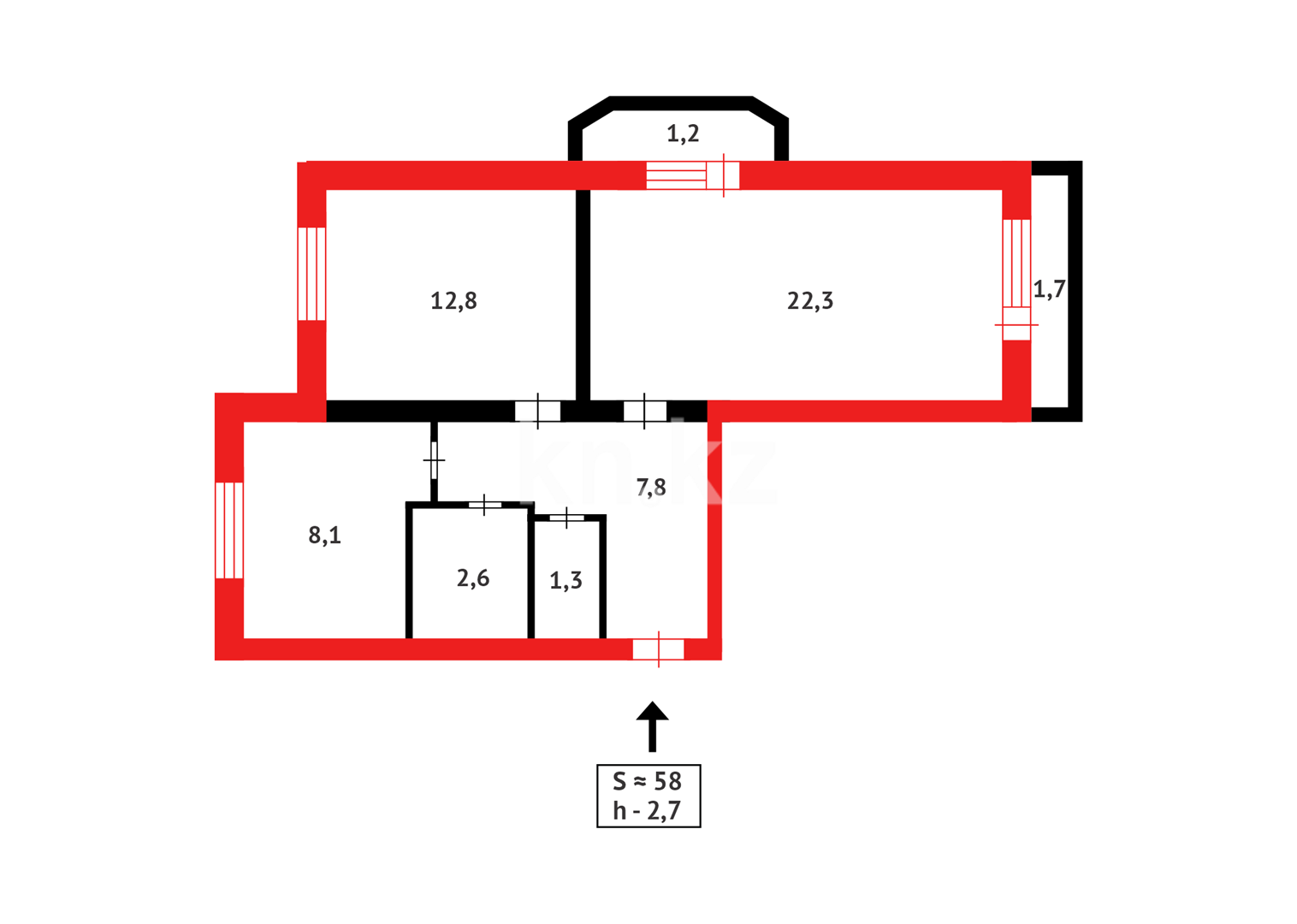 Продажа 2-комнатной квартиры, 58 м² - Продажа  двухкомнатных квартир в новостройках Астаны фото 10 из 10