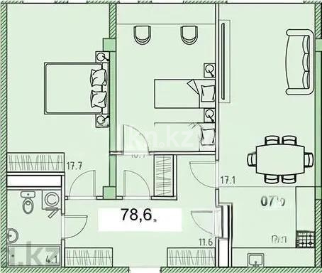 Продажа 3-комнатной квартиры, 78.6 м² - Продажа квартир в новостройках Алматы без посредников - страница 26 фото 3 из 3