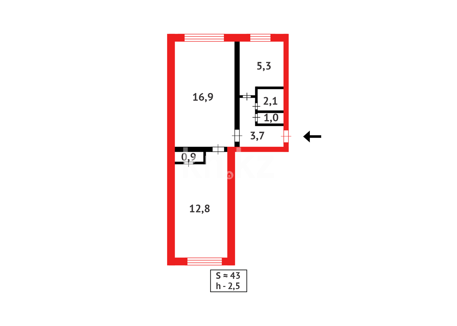 Продажа 2-комнатной квартиры, 42 м² - Аренда квартир посуточно в Акмолинской области фото 10 из 10