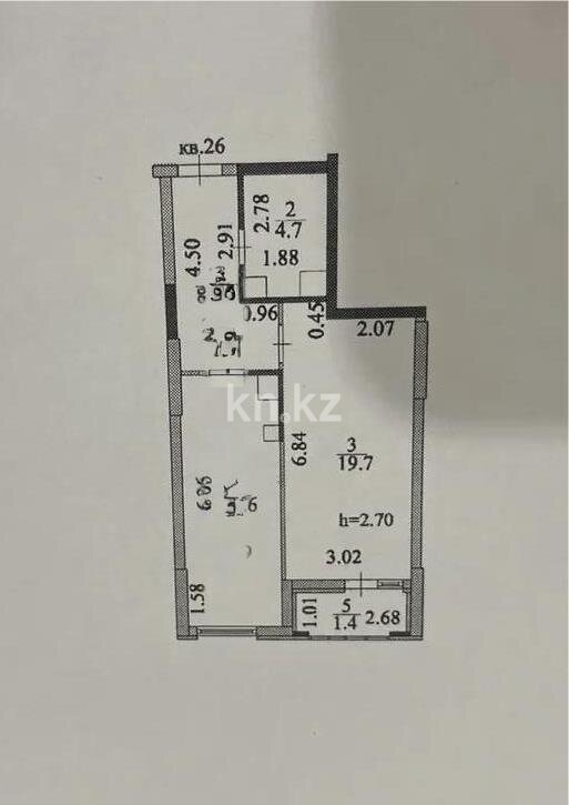 Продажа 1-комнатной квартиры, 48.5 м² в Астане