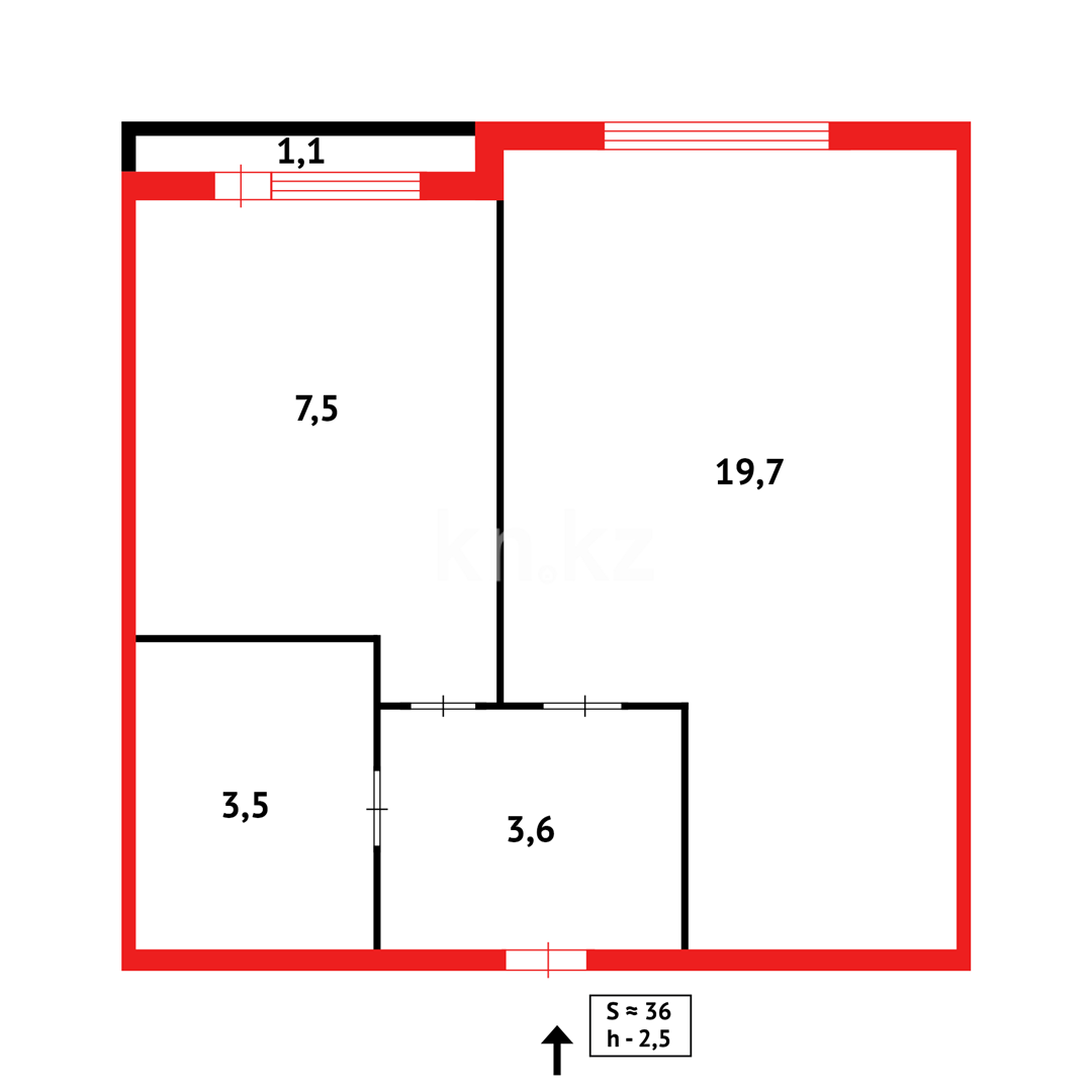 Продажа 1-комнатной квартиры, 35 м², мкр-н 18 - Продажа квартир в Караганде фото 7 из 7