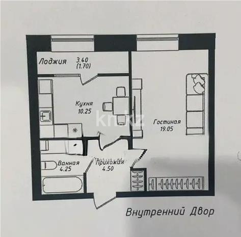 Продажа 1-комнатной квартиры, 39.75 м² - Продажа квартир в р-не Сарыарка Астаны - страница 3 фото 1 из 1