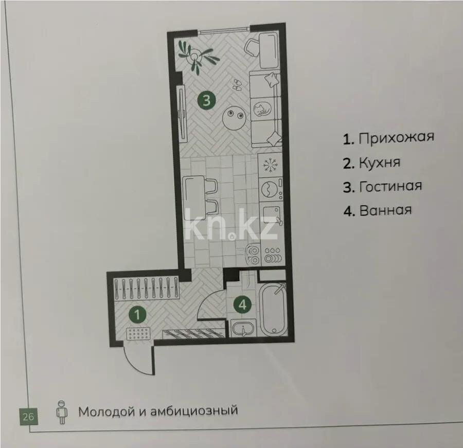 Продажа 1-комнатной квартиры, 33 м² в Алматы - фото 2