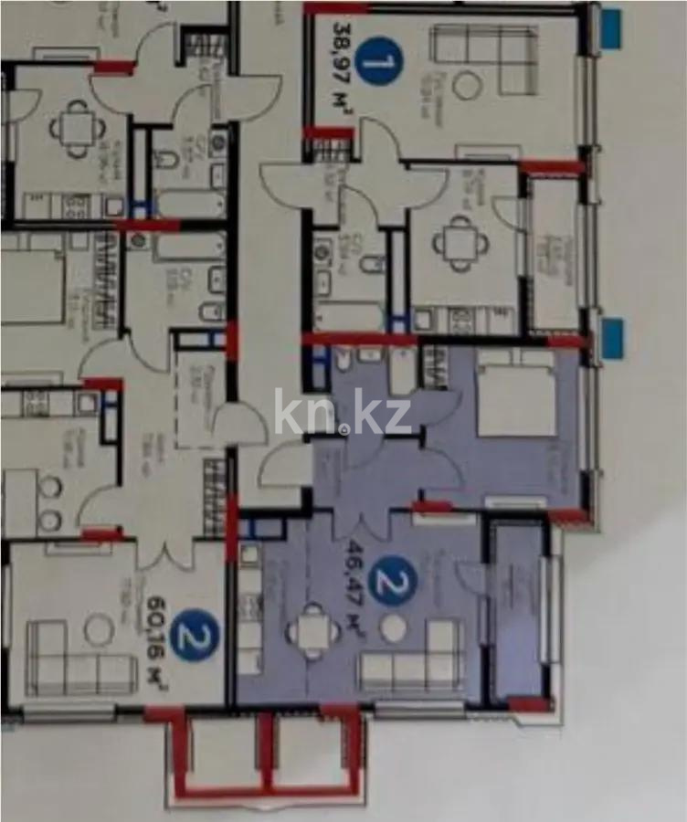 Продажа 2-комнатной квартиры, 46.7 м², ул. Нурмагамбетова, дом  17 стр - Продажа  двухкомнатных квартир в Астане с фото фото 1 из 1