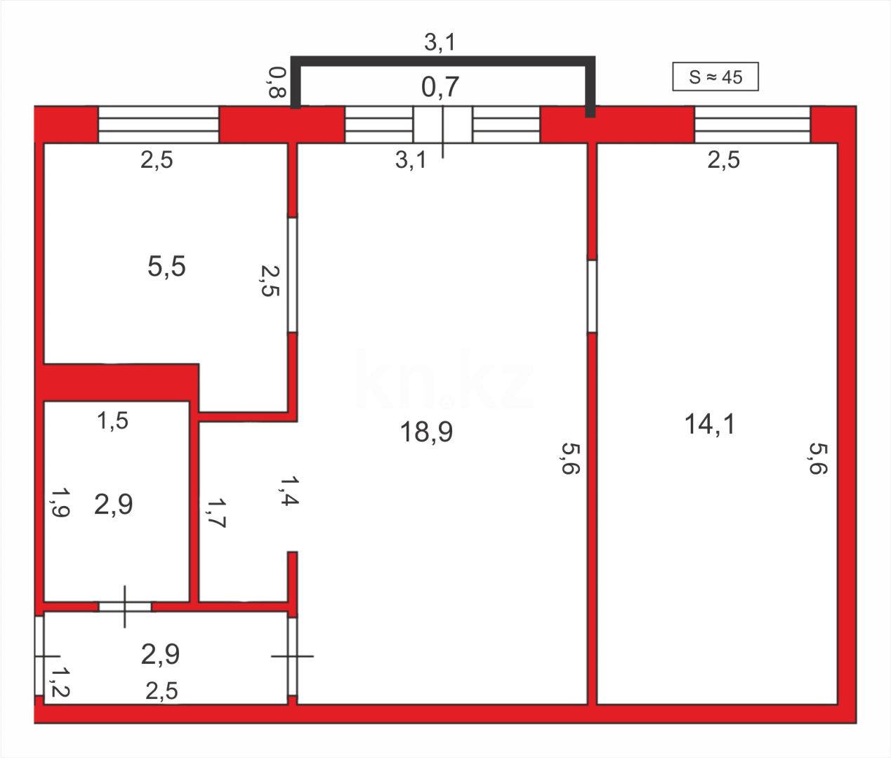 Продажа 2-комнатной квартиры, 46 м², мкр-н 12 - Продажа квартир в Караганде фото 15 из 15