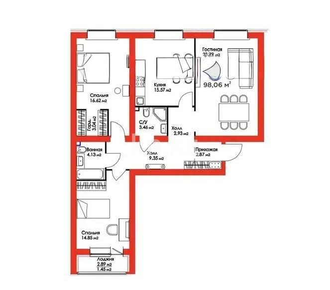 Продажа 3-комнатной квартиры, 98 м² - Продажа недвижимости в Казахстане - страница 29 фото 7 из 7