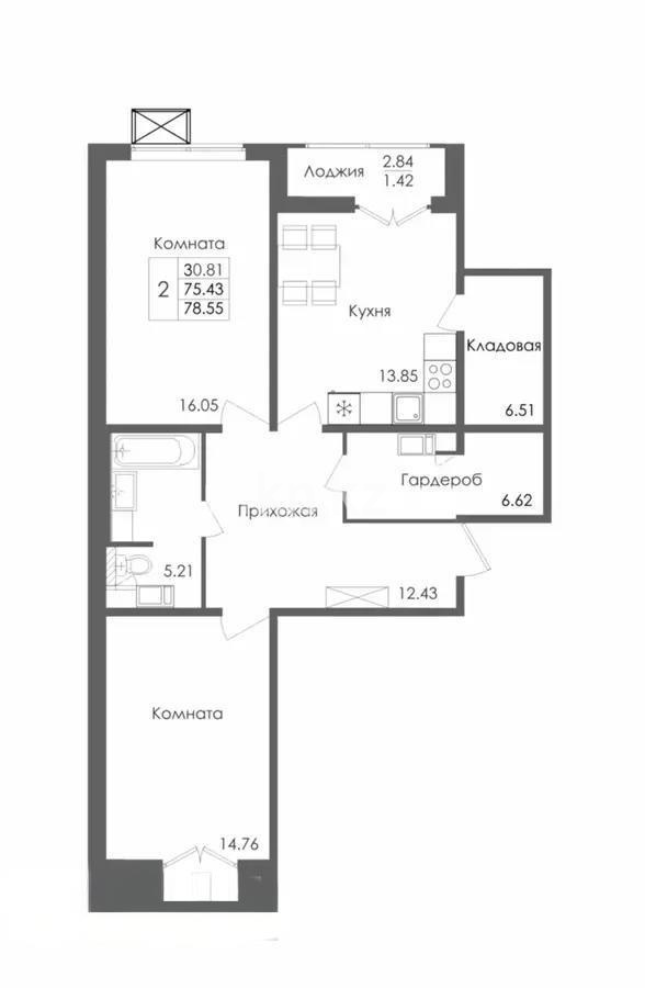 Продажа 2-комнатной квартиры, 78.55 м², ул. Е-117, дом  45 стр - Продажа  двухкомнатных квартир в новостройках Астаны фото 1 из 1