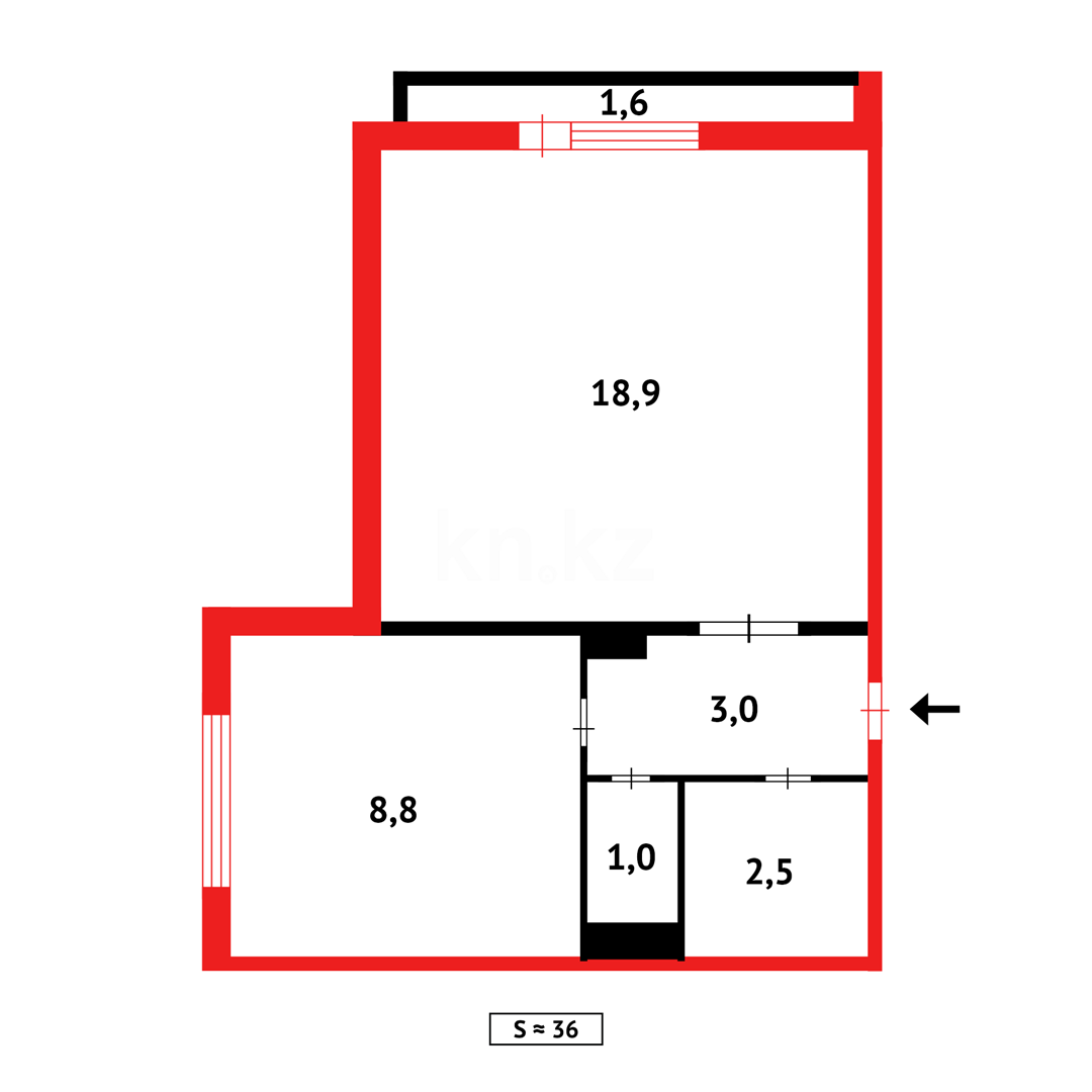 Продажа 1-комнатной квартиры, 38 м² - Продажа однокомнатных квартир в панельном доме в Караганде - страница 3 фото 10 из 10
