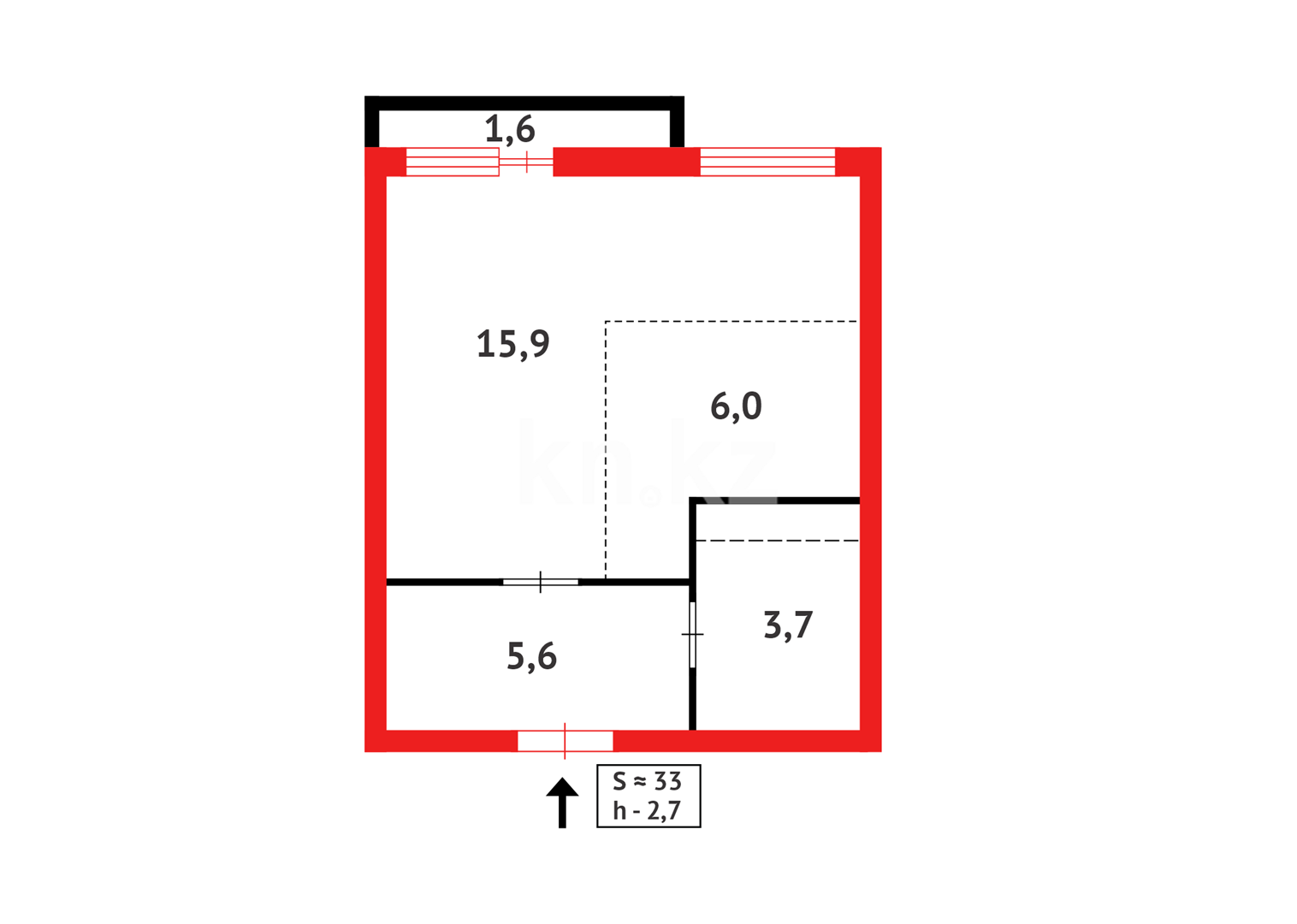 Продажа 1-комнатной квартиры, 33 м² - Продажа однокомнатных квартир в р-не Сарайшык Астаны фото 11 из 11