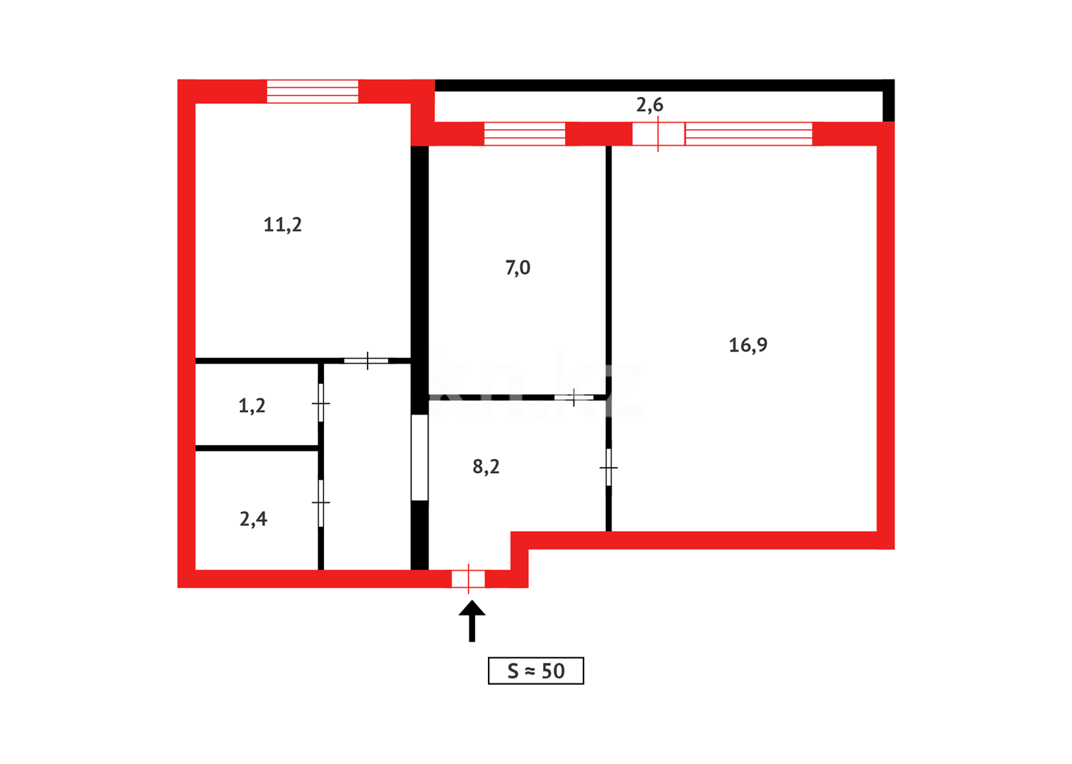 Продажа 2-комнатной квартиры, 49 м², ул. Муканова - Продажа квартир в Караганде с фото фото 10 из 10