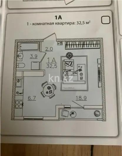 Продажа 1-комнатной квартиры, 30 м², мкр-н Акжар, дом  3/10 - Продажа  однокомнатных квартир в Алматы фото 1 из 1