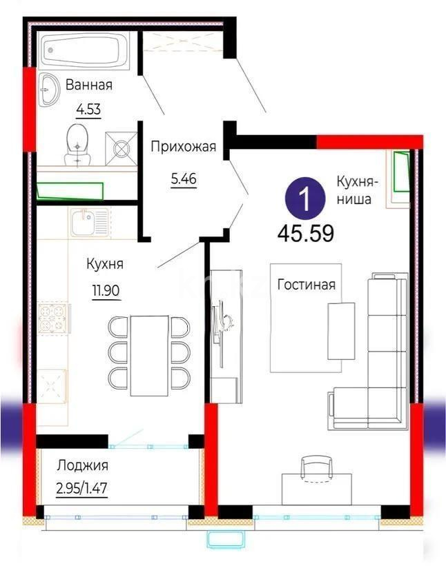 Продажа 2-комнатной квартиры, 46 м² - Продажа квартир от собственников в Астане - страница 37 фото 3 из 3