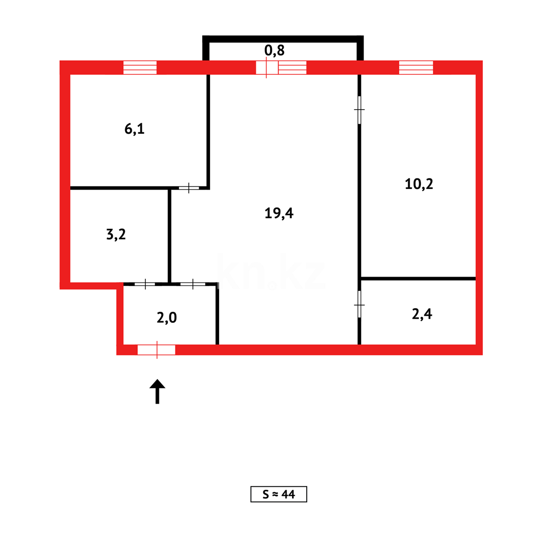 Продажа 2-комнатной квартиры, 45 м², пр. Республики - Продажа квартир в Темиртау фото 8 из 8