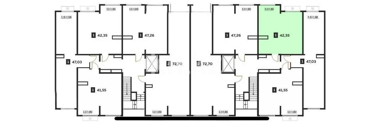 Продажа 1-комнатной квартиры, 42.35 м² - Продажа  однокомнатных квартир в новостройках Алматы с фото - страница 29 фото 1 из 1
