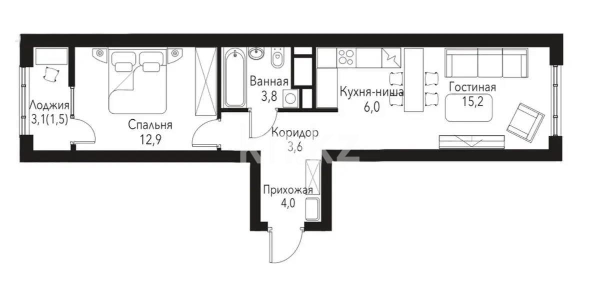 Продажа 2-комнатной квартиры, 47 м² - Продажа квартир в Казахстане - страница 44 фото 1 из 1