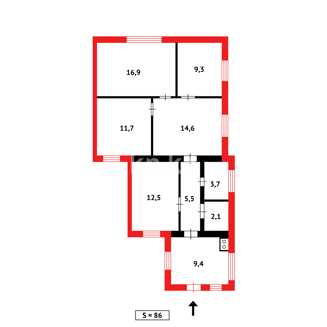 Продажа 4-комнатного дома, 85.7 м², переулок 3-й Строительный - Продажа домов, коттеджей в Казахстане фото 16 из 16
