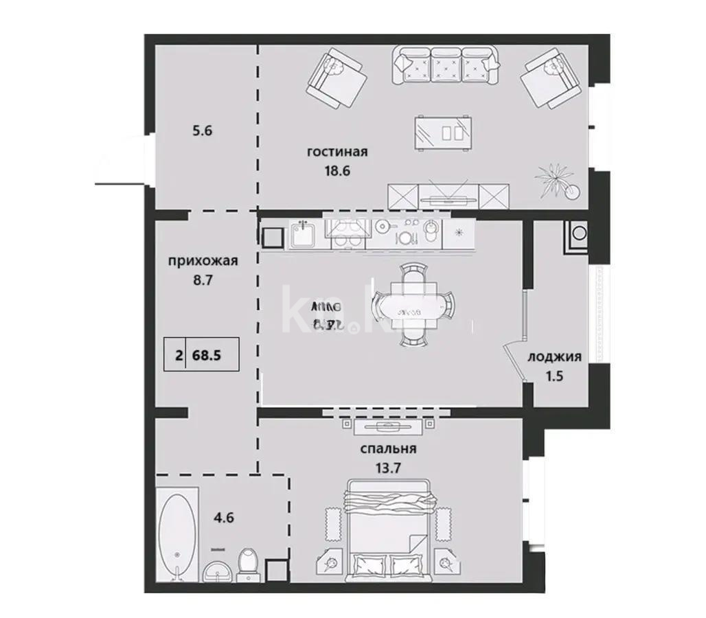 Продажа 3-комнатной квартиры, 67 м², ул. Халиуллина, дом  140/5 - Продажа квартир в Алматы фото 1 из 1
