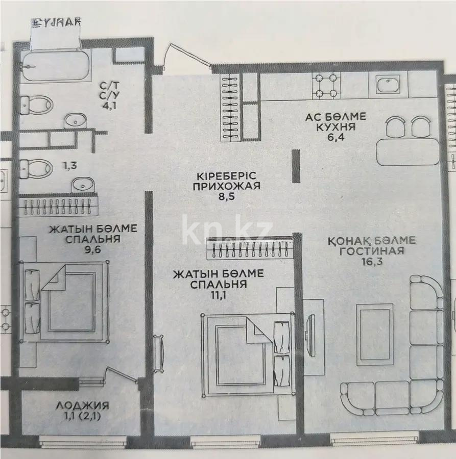 Продажа 3-комнатной квартиры, 59 м², пр. Райымбека, дом  590/7 - Продажа  трехкомнатных квартир в новостройках Алматы без посредников фото 1 из 1