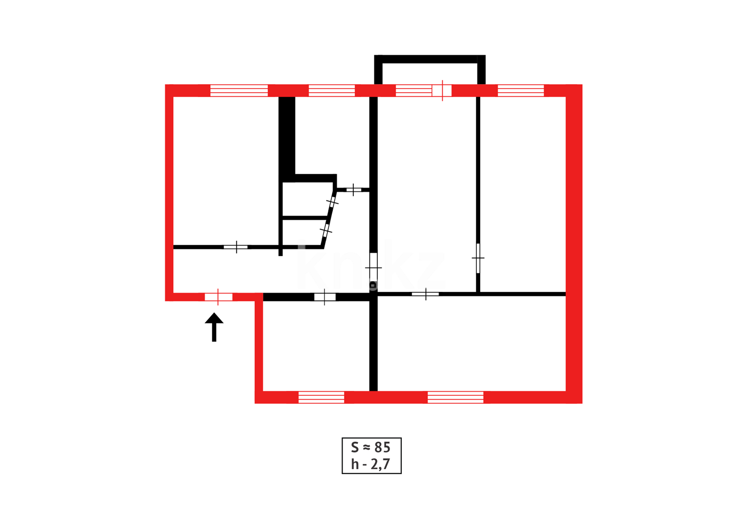 Продажа 4-комнатной квартиры, 85 м², ул. Гапеева - Продажа  четырехкомнатных квартир в Караганде фото 15 из 15