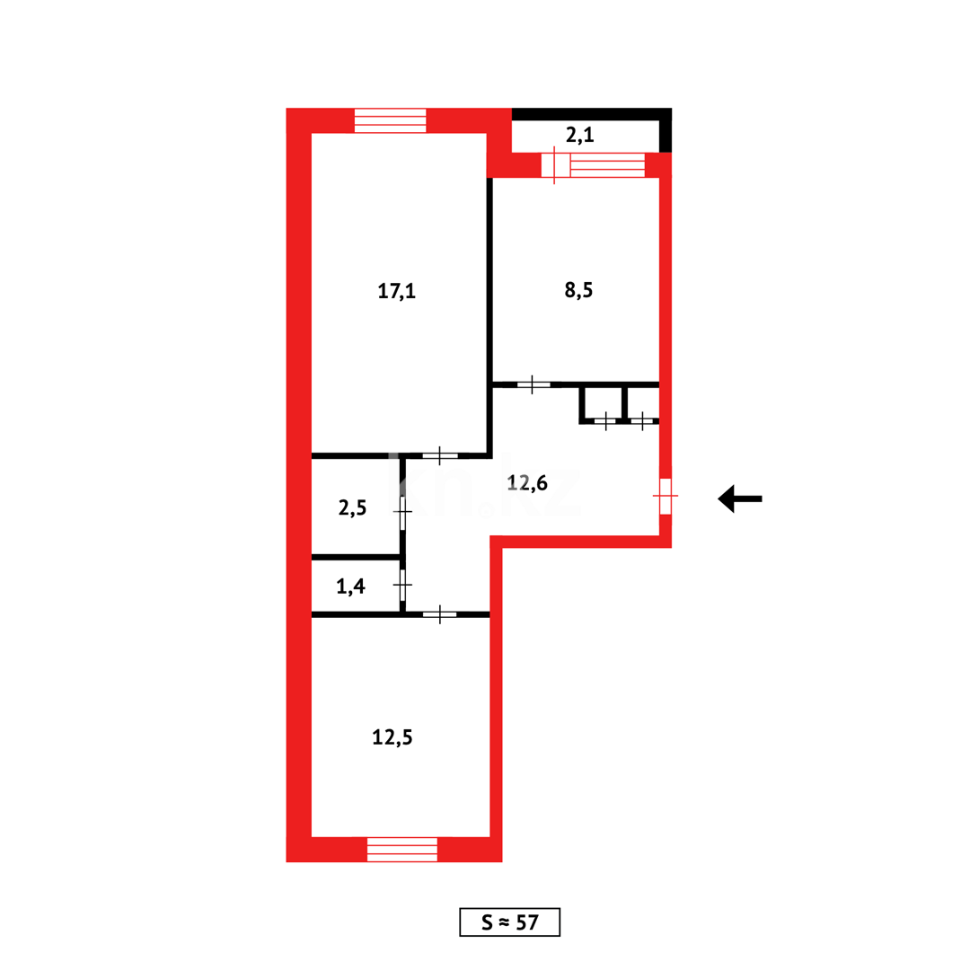 Продажа 2-комнатной квартиры, 56 м² - Недвижимость в Темиртау - страница 2 фото 12 из 12